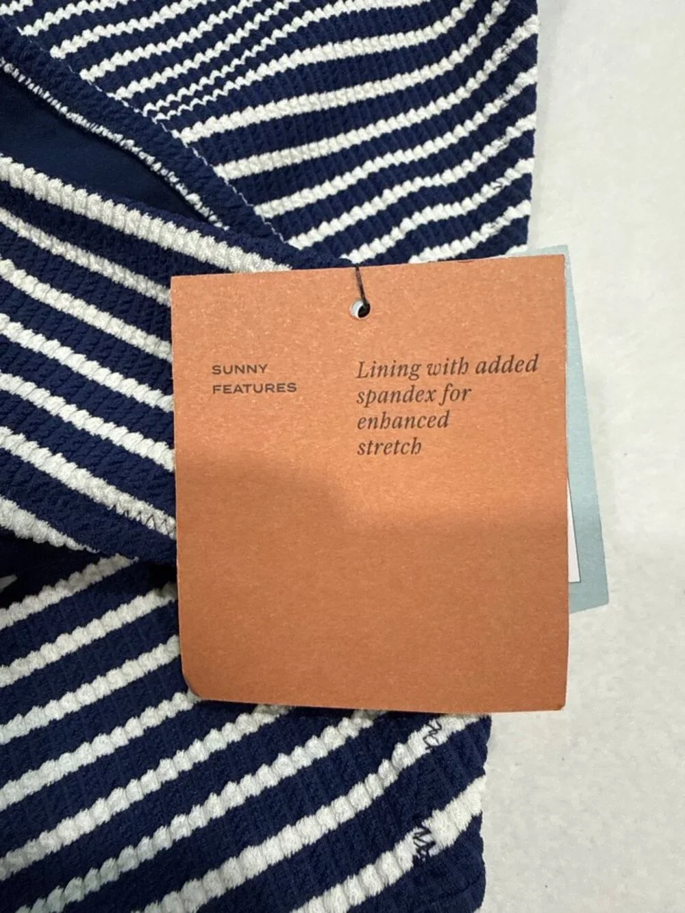 Shade & Shore MEDIUM 8-10 Navy Blue & White striped Swimsuit bottoms NEW